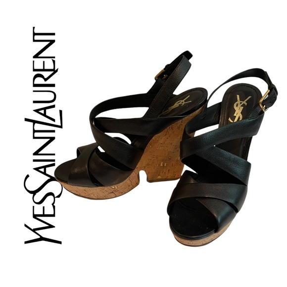 YSL Black Wedge Size 39 - Picture 1 of 6